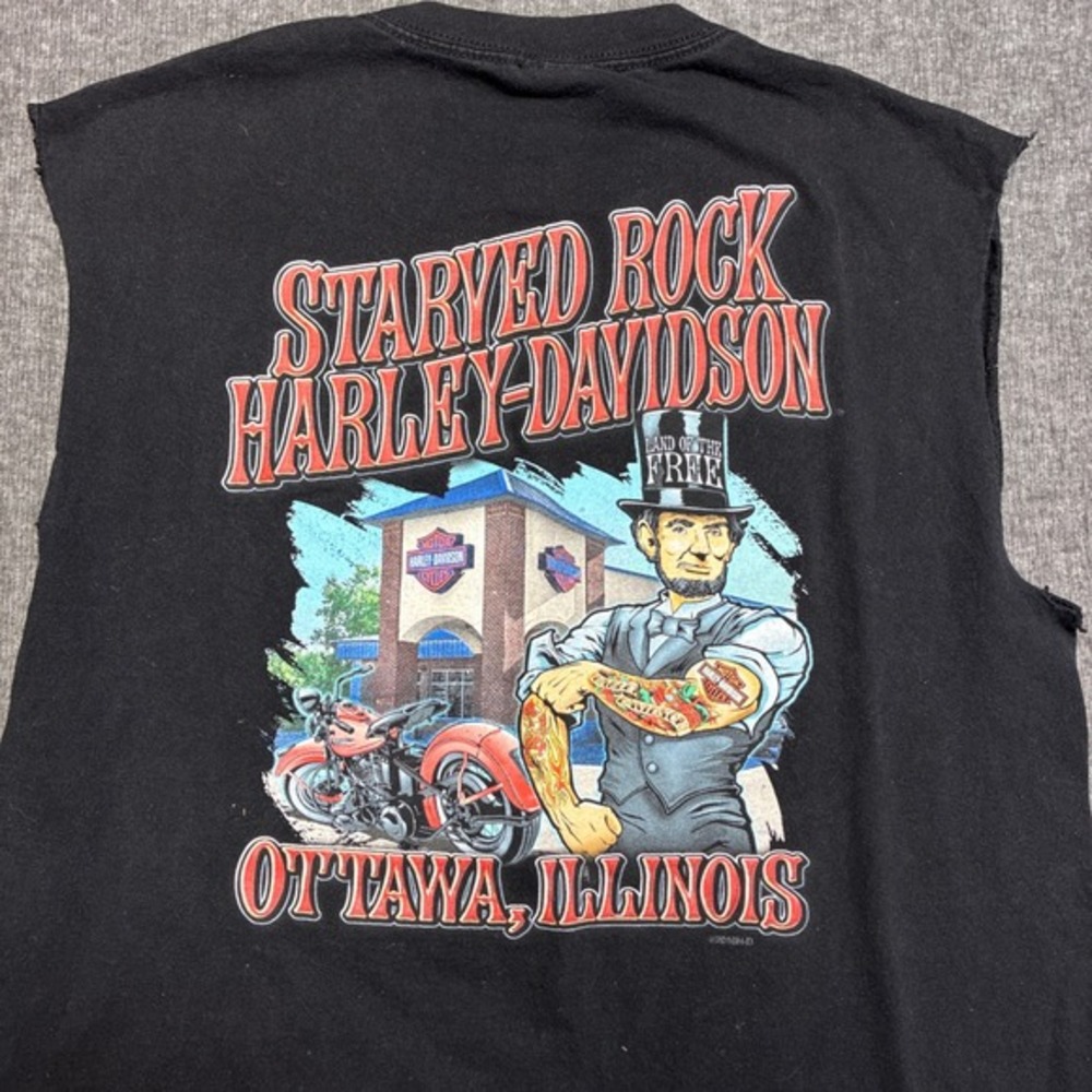 Harley-Davidson‎ Sleeveless Shirt Mens Medium Black Starved Rock Ottawa Illinois